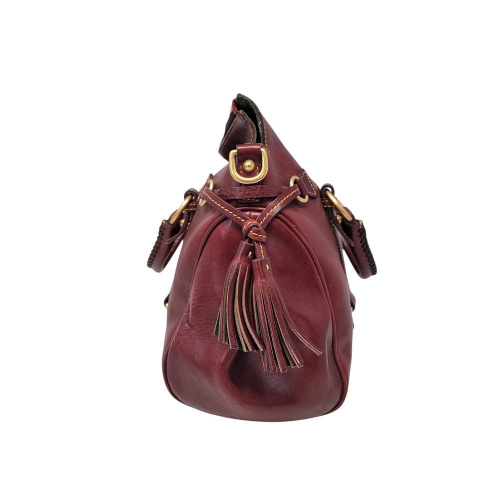 Dooney & Bourke Florentine Satchel Bordeaux Red Vacchetta Leather Tassel Bag - Picture 3 of 15